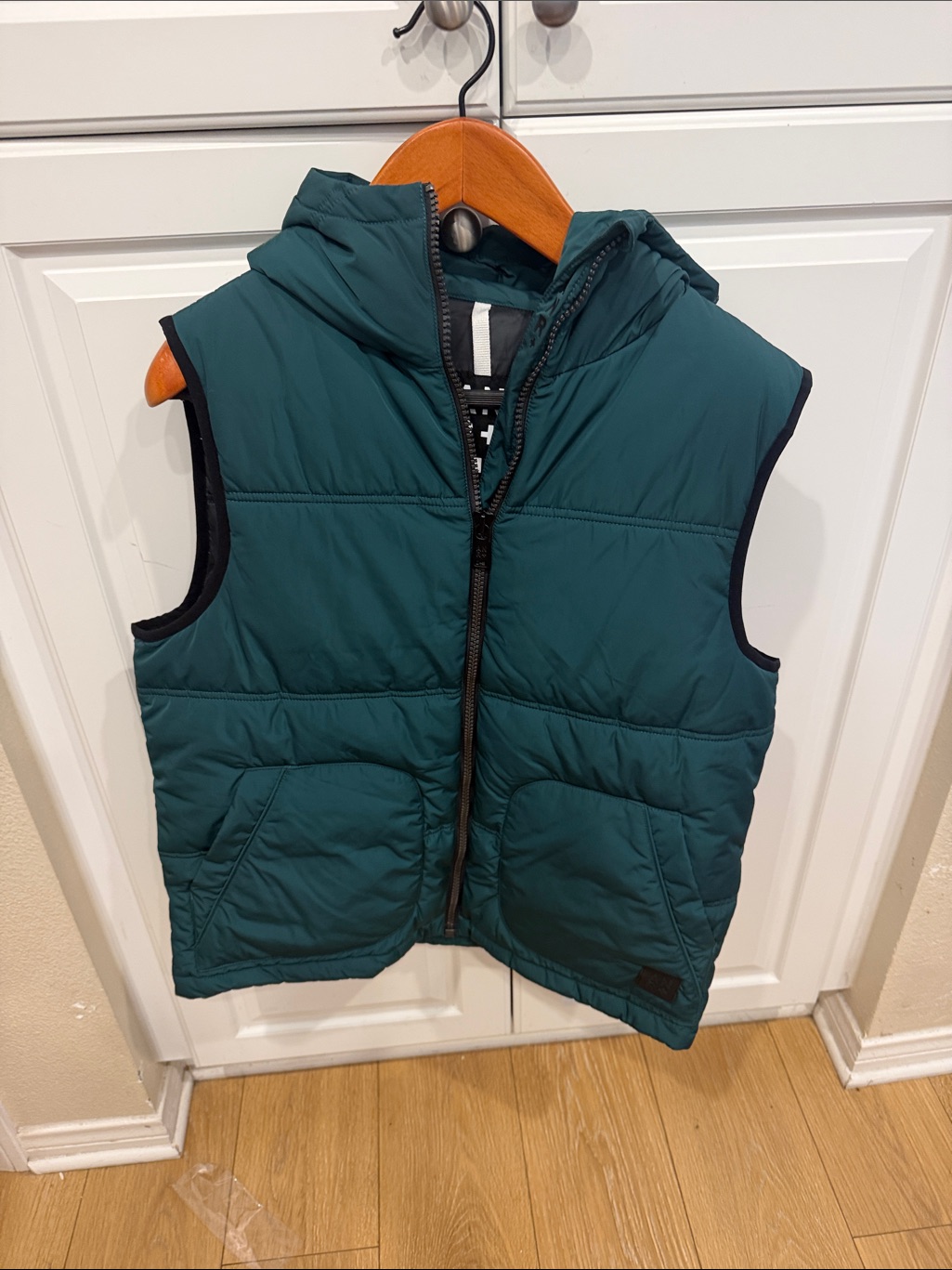 Mens Teal Hooded Puffer Vest - Sleeveless Jacket